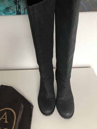 Bottes cavalières cuir gris