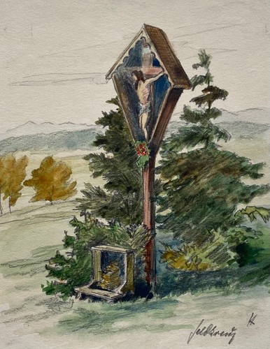 Tableau aquarelle croix - tableau,