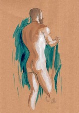Nu nude dessin original  Homme