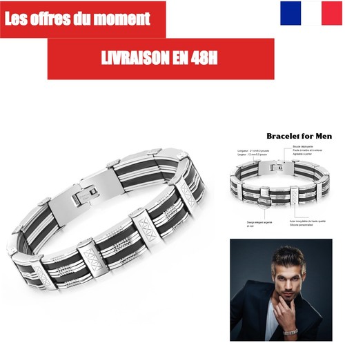 Bracelet homme argent acier - bracelet,