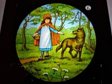 12 Plaques verre, Couleurs , positif 8,5x10 cm Le petit Chaperon rouge  lot 3