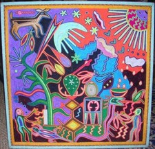 Tableau Huichol Ancien 60cm x 60 cm.