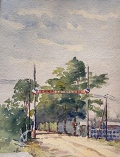 Ancien dessin original paysage