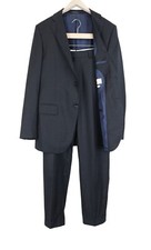 Costume Napoli Pour Homme UK40L Bleu Mélangé Laine S110s 2 Pièces Classique