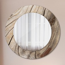 Miroir de Maquillage Miroir Mural Rond prêt à être suspendu Bois craquelé