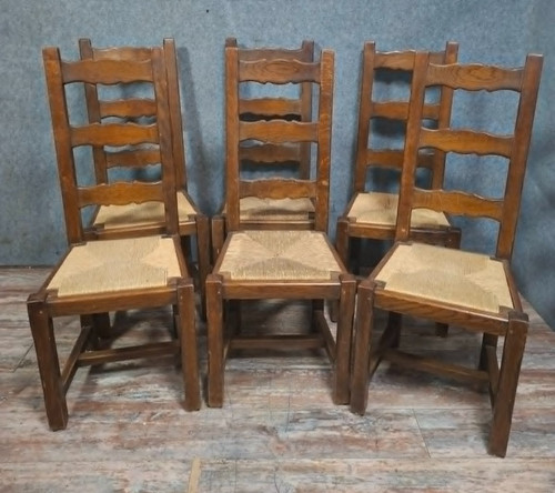 Suite six chaises rustiques - de,