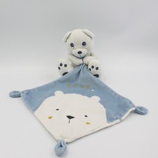 Doudou ours blanc mouchoir