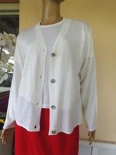 GILET CARDIGAN PRINTANIER BLANC A BOUTONS  MANCHE LONGUE NEUF T L  46/48