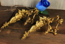 Antique PAIR French Gilt Bronze Vase Handle LION Head Ornaments Hardware Salvage