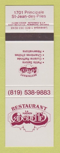 Matchbook cover la maison - cover,