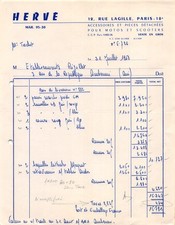 Facture  1958  HERVE A PARIS - M.RIGOLLET A AMBERIEU EN BUGEY