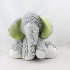 Doudou éléphant gris blanc