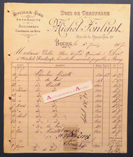 ● Michel FONLUPT 1907 bois de chauffage facture Mme Pitre - bourg en Bresse Ain