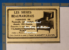 SIEGES BEAUMARCHAIS FAUTEUILS PARIS  publicité 1931 advert