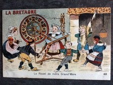 CP ILLUSTREE LA BRETAGNE LE ROUET DE NOTRE GRAND'MERE - 66317