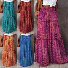 Jupe Longue Taille Haute Bohème Pour Femmes Jupe Longue Bohémienne Ample De /