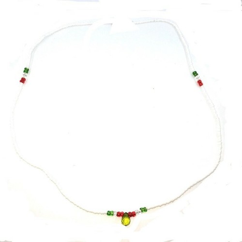 Collier massai perles blanc - collier,
