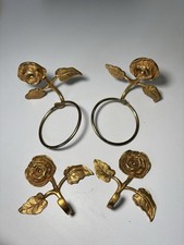 Lot de Deux Paires Porte Serviette Gobelet Bronze Doré Art Nouveau Ancien Vintag