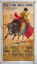 Affiche Corrida PLAZA TOROS ARLES 1977 FUENTES CORTES EL REGIO - 53x97