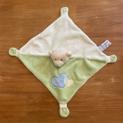 Doudou ours plat carré vert - ours,