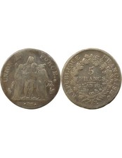 France 5 Francs Argent, Union & Force - An 10 A Paris