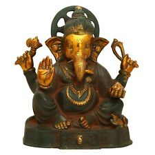 Statue en laiton Seigneur Ganesh idole Ganesa grande sculpture Ganapathy déco...