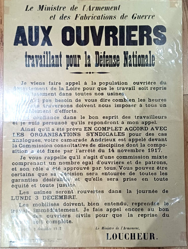 Ww1 affiche loucheur ministre - ww1,