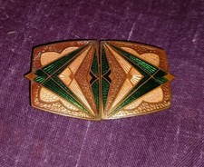 Boucle de ceinture Art déco 1920 émaillée, décor au triangle Franc-maçonnerie ?
