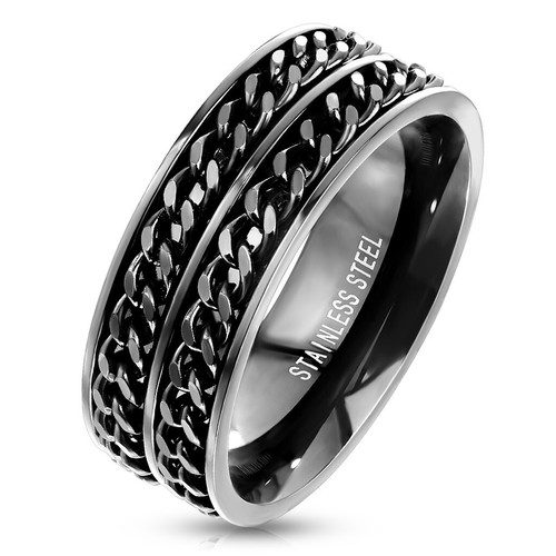 Bague anneau homme acier noire - homme,