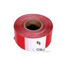 Rubalise plastique blanc rouge  50 x 100 Mètres