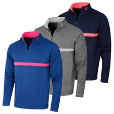FootJoy Hommes Médaillon Rayure Couche Milieu Extensible Mèche Golf Pull 41% OFF
