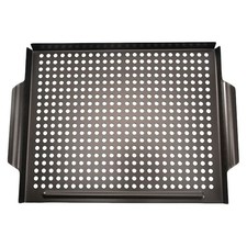 1pc pliant de gril antiadhésif Barbecue à frire Pan de barbe à carreau (noir)