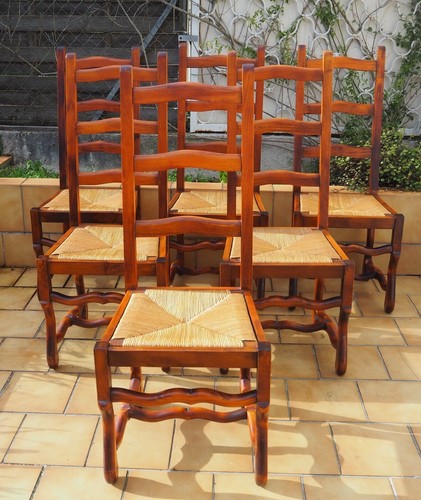 Chaises paillées os - 6,