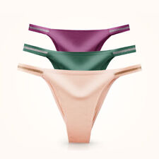 3Pcs Femmes Glacées Silk G-String Briefs Panties Strugs Strugs Sous -Wear /