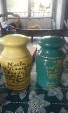 2 Anciens pots à moutarde en faïence Maille