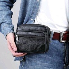 Neuf Sacoche Cuir De Vachette Homme Noir Bandoulière Réglable Sac 