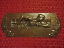 SCULPTURE BAS RELIEF PLAQUE SIGNEE BRONZE ART DECO 1940 WW2 WWII WK2 WKII STALAG