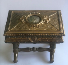 ANCIENNE BOITE A BIJOUX AVEC MIROIR commode Louis XV en RÉGULE COFFRET