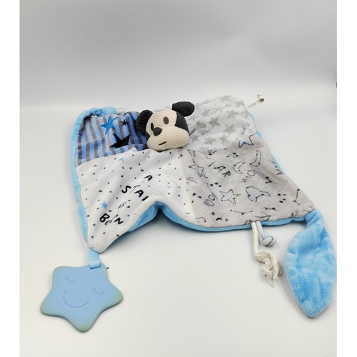 Doudou plat souris - mickey, bleu