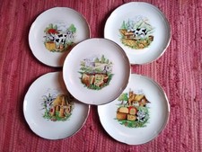 5 assiettes différentes  à fromage Moulin des Loups et Orchies French vintage