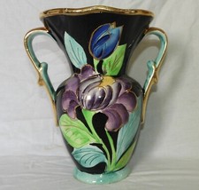 VASE VALLAURIS (signé) Décor floral style Monaco - 22 cm (TBE) kitch!