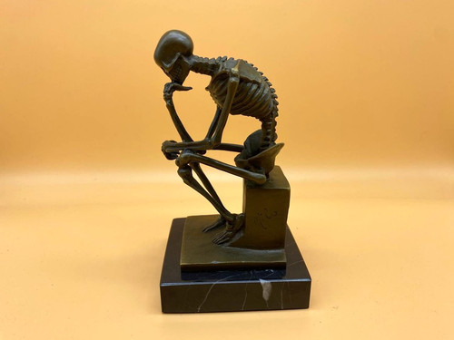 Sculpture penseur squelette - penseur, en