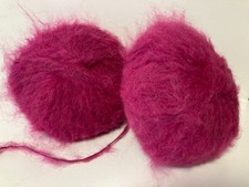 lot de 10 pelotes laine mohair démarquées ROSE FUSHIA/ fabriqué en France