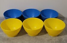 Lot De 6 Bols Petit Saladier Jaune Et Bleu En Plastique 