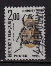 Ag118* Timbre Taxe n°107 INSECTE 1982 (Cachet "en ligne" Hérouville Calvados)