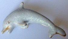 broche rétro dauphin couleur argent brillant cristal diamant couleur or 487