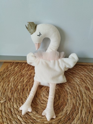 Doudou plat cygne marionnette