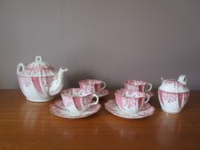 Service à thé Limoges ? 4 Tasses & Soucoupes, théière,  Pot à Lait torsade Rose