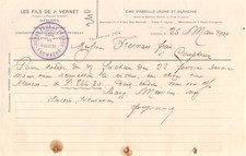 1909 CIRE D ABEILLE JAUNE ET BLANCHE LES FILS DE J VERNET A AVIGNON - M. FRES