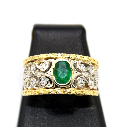 Bague bande émeraude - bague,